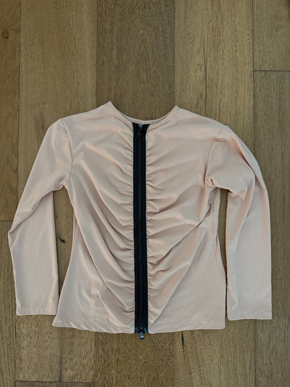 LeSwim Italian Brand Women's Zip Up Nude Ruched Sexy Shirt Cover Up Size 8